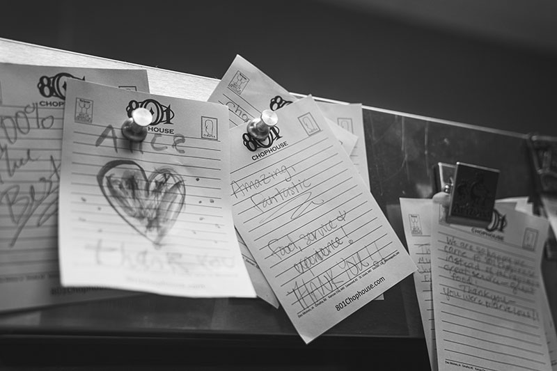 Notes pinned to a wall